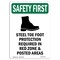 Signmission OSHA Sign, Steel Toe Foot Protection W/ Symbol, 24in X 18in Decal, 18" W, 24" H, Portrait OS-SF-D-1824-V-11372 - alternate 1